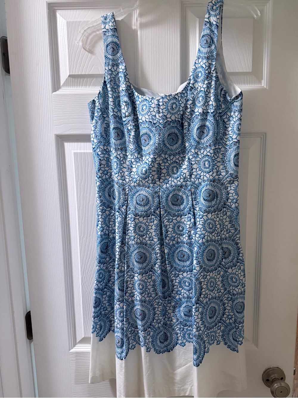 Nine West Blue & White Sleeveless Floral-Print Midi Dress
